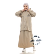 Masela Jas Hujan Wanita Rok Setelan Baju dan Rok Dewasa Tebal Lentur Anti Rembes