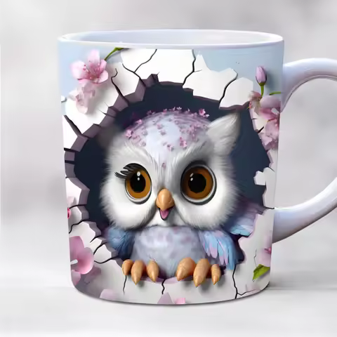 3D cute owl mug 11oz creative coffee mug bird lover friends christmas gift mug home juice cup