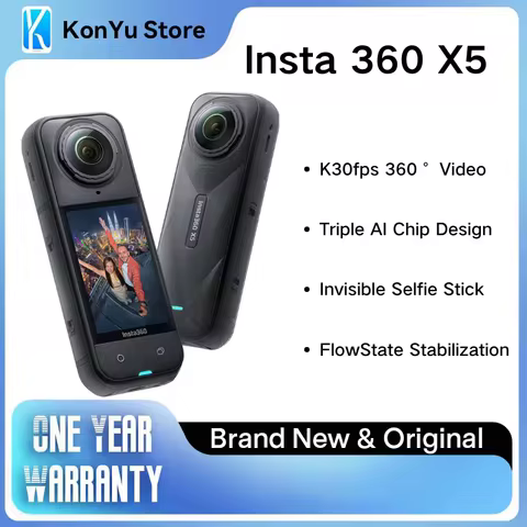 Insta360 X5 Action Camera Waterproof 8K 30fps Replaceable Lenses Triple AI Chip Superior Low Light 1