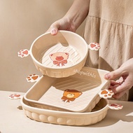 GOM SERIES/Bear Plate Ceramic Plate/Cute Bear Pattern Plate/ Ceramic Plate Bear Motif Korean Plate B