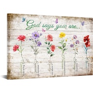 Christian Inspirational Wall Art'', Boho Flower Print Canvas Bible Verses & Psalms, Motivational Quo