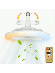 1 Pieza Led Smart Fan Light, Luz De Techo De Ventilador De 3 Temperaturas De Color Enchufe, Luz De Ventilador Cerrada Atornillable Con Perfil Bajo Con Control Remoto, 10 Pulgadas Pequeñas Luces De Techo Led Blancas Ajustables E27 Para Baño, Garaje, Taller