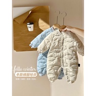 Ins Baby Romper Winter Clothes 0-6 Months Baby Romper Full Month Thickened Winter Cotton Clothes Out