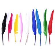 12 Colours Wedding Feather Sign In Pen With Bow Large Quill Feather Pen Table Camelback Feather Pen 