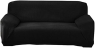 Stretch Sofa Cover Slipcover Furniture Protector 3 Seater Sofa with Elastic Bottom for Kids,Dog,Couch Slipcover Super Soft Fabric (Black, 3-Seater (Sofa))