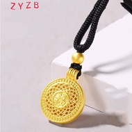 [ZYZB] Pure gold 999 ancient method braided rope gold compass pendant necklace
