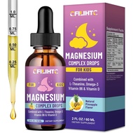 Kids Magnesium Liquid Drops-Magnesium Glycinate Liquid for Kids Supplement-w/L-theanine, Omega-3, Vi