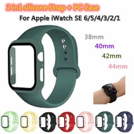 2 in1 Strap + Case for smart watch Series 9/8/7/SE/6/5/4/3/2/1 Series 41/45mm 38/40mm 42/44mm Soft Band Cover Case T500 X7 T5 T55 FT50 w26 w46 w56 Strap