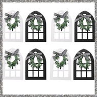 (PQAT) 8Pcs Wooden Farmhouse Window Tiered Tray Decoration Plaid Rustic Farmhouse Decor Cathedral Ar