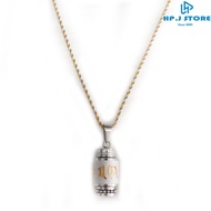 Om ma ni padme hum rotating cylindrical necklace.