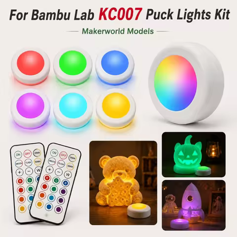 For Bambu Lab Puck Light Bambu Lab KC007 Upgrade RGBW Remote 3D Printer Wireless 16 Color Round Adju