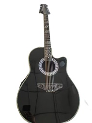 Ovation Carve Black Acoustic Electric Guitar 12 String Diamond Inlay EQ Professional Acoustasonic Ab