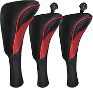 Golf Club Head Covers for Fairway Woods Driver Hybrids 3 Pieces Long Neck Mesh Sports Fan Golf Club