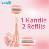 TEMU Gillette Venus สบู่หอมชาขาว ให้ความชุ่มชื้น 1 ด้ามโกน 2 ใบมีดเปลี่ยน มีดโกนขนผู้หญิงแบบใช้มือ โ