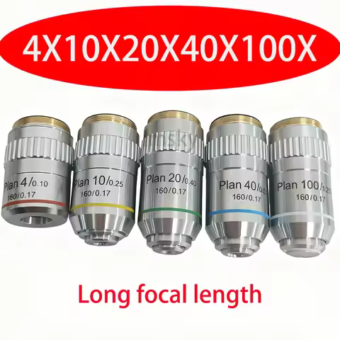 4X 10X 20X 40X 100X 195 Plan Objective Lens Achromatic Objectives for Biological Microscope RMS 20.2