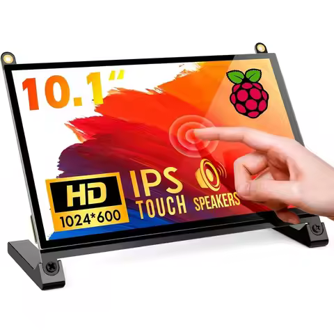 10.1 IPS HD Touchscreen Monitor, 1024x600 Resolution, Compatible with Raspberry Pi 3/4/5/Zero, Dual