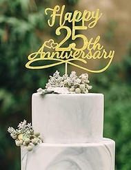 Happy 25th Anniversary Cake Toppers - 25th Wedding Anniversary Decorations, 25th anniversary cake to