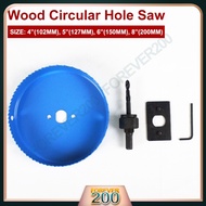 High Quality Wood Circular Hole Saw For PVC & Wood with 4 (102mm), 5 (127mm),  6 (150mm),  8 (200mm)