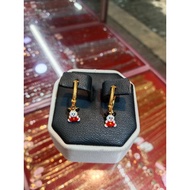 Gypsy hanging bear cat earrings, 375 (8k) gold