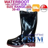 Water Boots 801 Kitchen Size 39 - 45 Anti-Slip Black High-Cut Unisex Safety Rubber Shoe Garden  [SG 