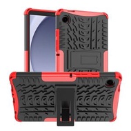 全城熱賣 - 適用於三星 Galaxy Tab A9 輪胎炫紋TPU+PC平板殼 帶支架（紅色）