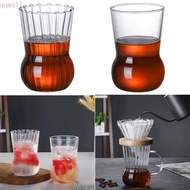 QQMALL Glass Coffee Pot, Stripes Handle Coffee Dripper, Durable Wood Stand Coffee Filter Coffee Funnel Pour Over Coffee Maker Hotel