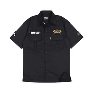 Workshirt SNSR SYSTEM | Kemeja Bordir Motorcycle Art Hitam