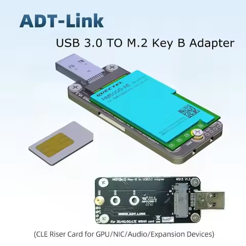 USB 3.0 To M.2 NGFF B-Key Adapter Riser Card with Standard Double 2* SIM Slot 3.7V 3A Support 5G 4G 