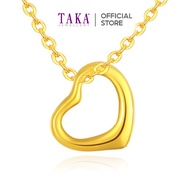 TAKA Jewellery 999 Pure Gold Heart Pendant with 9K Gold Chain - 16 Inches