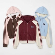 86 Stripe Crop Jacket OversizedWanita | Crop Hoodie Sweater Jacket Korean StyleWanita