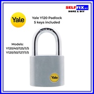 Yale Y120 Padlock - 5 keys Included (Silver)