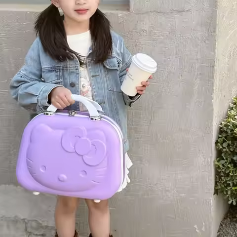 Cute Hello Kitty Handheld Makeup Case Fashion KT Cosmetic Case Portable Large Capacity Waterproof Co