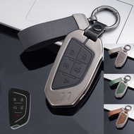 Zinc Alloy Leather Car Remote Key Fob Case Cover For Cadillac CT4 CT5 2022-2023