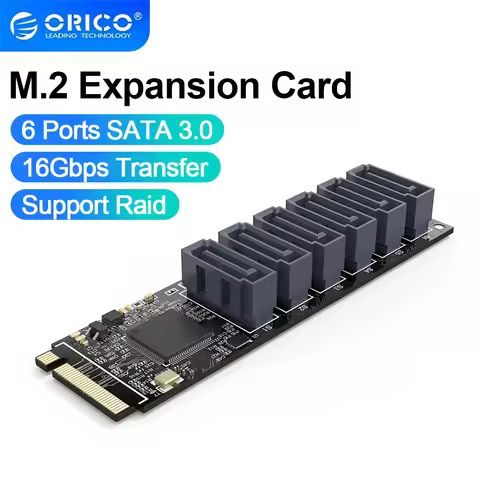 ORICO M.2 NVME to SATA3.0 Adapter Card 6 Ports PCIe Gen3 SATA 3.0 16G Expansion Card for PC Computer