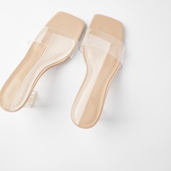 YK8 European Style Fashion Sandals Shoes Zara Inspired PVC Chunky Heel Transparent Women Shoes