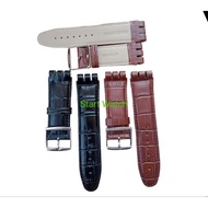 Start Swatch Watch Strap Leather Chrono Strap Swatch Irony 23x26MM black brown
