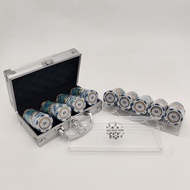 【Monte Carlo Gold】100pcs Mahjong Chips Set / 14 grams Heavy Chips / Acrylic Rack / Alu Case【Ship Out 24Hrs】
