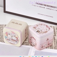FALLFORBEAUTY Cookie Tin, Portable Square Tin Box, Small Metal Suitcase Vintage Bear Rabbit Pattern Durable Biscuit Storgae Box Easter