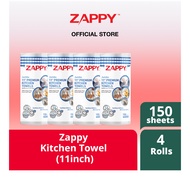 Zappy 11 Inch Kitchen Towel 150 Sheets (4 pack or carton deal 12 packets)