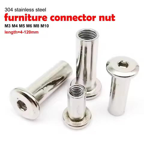 M3 M4 M5 M6 M8 M10 4-100mm long 304 A2 Stainless Steel Hex Hexagon Socket Head Furniture Rivet Conne