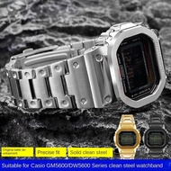 สายนาฬิกาโลหะสีดำสำหรับผู้ชาย16มม. สำหรับ GM-5600 G-SHOCK DW5600 GW-M5610สร้อยข้อมือนาฬิกาข้อมือสายเหล็กสแตนเลสโลหะ