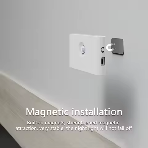 LED Intelligent Sensor Night Light Wireless USB Charging Motion Sensor Wall Light Bedroom Corridor C