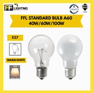 FFL STANDARD BULB A60 25W/40W/60W/100W E27 CLEAR WARM WHITE FF LIGHTING E27 INCANDESCENT BULB