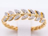 Happy Jewelry แหวนเพชรของแท้ แหวนใบมะกอก ทองแท้ 9k 37.5% SI302