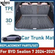 Car Trunk Mats For BYD Sealion 7 EV 2024-2027 Waterproof Carpet Storage Pad Cargo Liner Rug Carpet