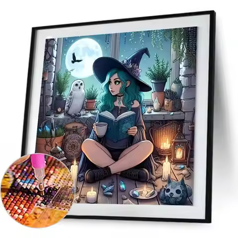 5D DIY Full Round Drill Diamond Painting Girl Kit Home Decor Art Craft 50x50cm