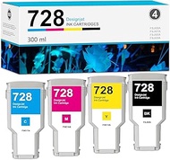 728 Ink Cartridges 4-Pack Compatible for HP 728 Ink Cartridge F9J68A F9J67A F9J66A F9J65A for Design