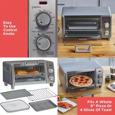 Medium Capacity 4-Slice Convection Toaster Oven with Air Fry, 5-in-1 Functions, Fits 9 Pizza, 30-Min