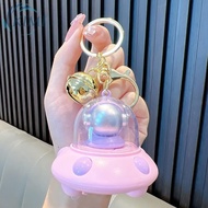 KIMI-Creative Keychain Luminous Pattern Pink UFO Projection Light Astronaut