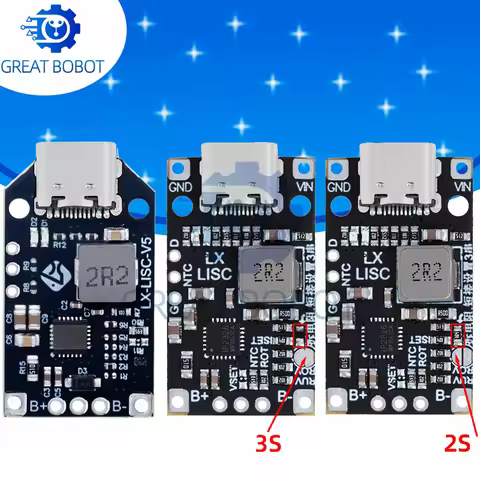15W BS Type-C USB BMS Charging Module for 2-3S Lithium Batteries: 8.4V/12.6V 1.5A, Balanced Charging